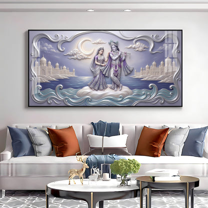Divine God Radha Krishna Premium Acrylic Horizontal Wall Art