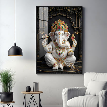 Hindu God Ganesh Ji Premium Acrylic Vertical Wall Art