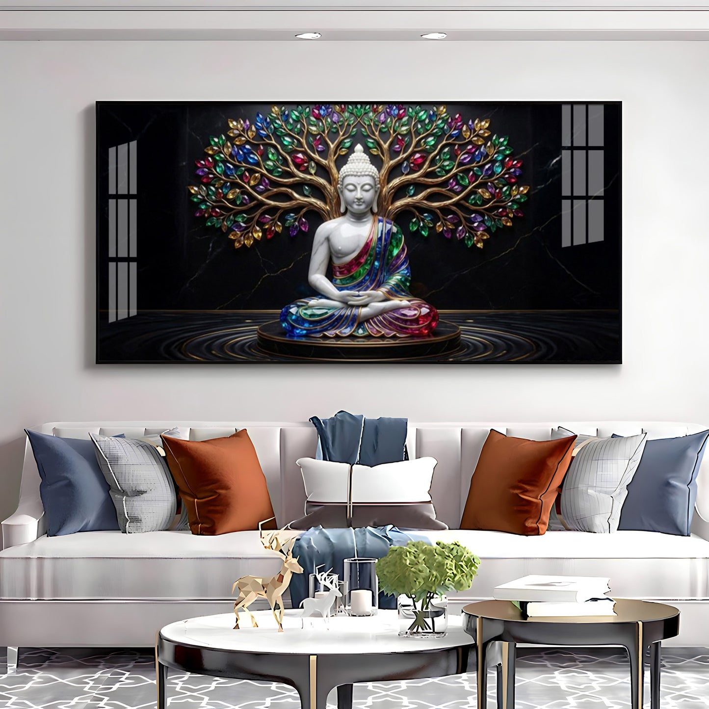 Enlightened Grove Tree Buddha Premium Acrylic Horizontal Wall Art