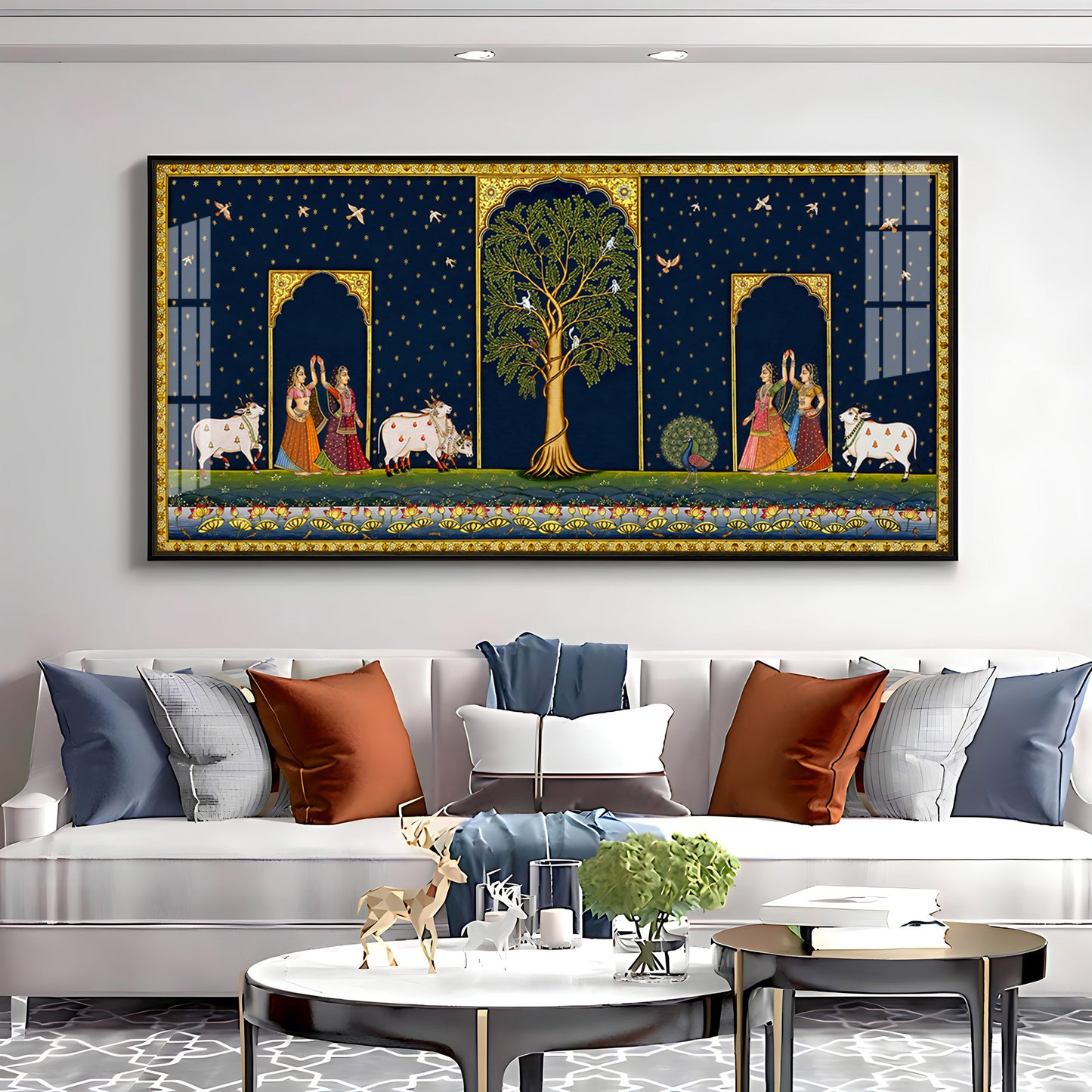 Cow With Tree of Life Premium Acrylic Horizontal Wall Art