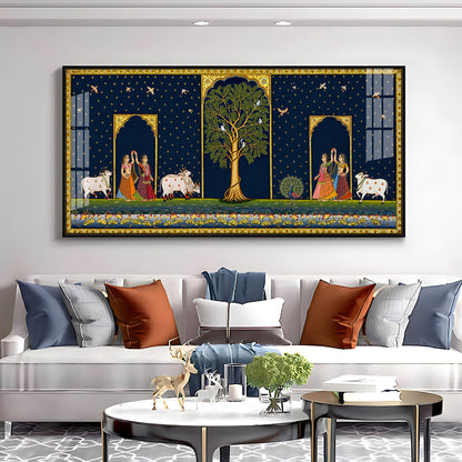 Cow With Tree of Life Premium Acrylic Horizontal Wall Art