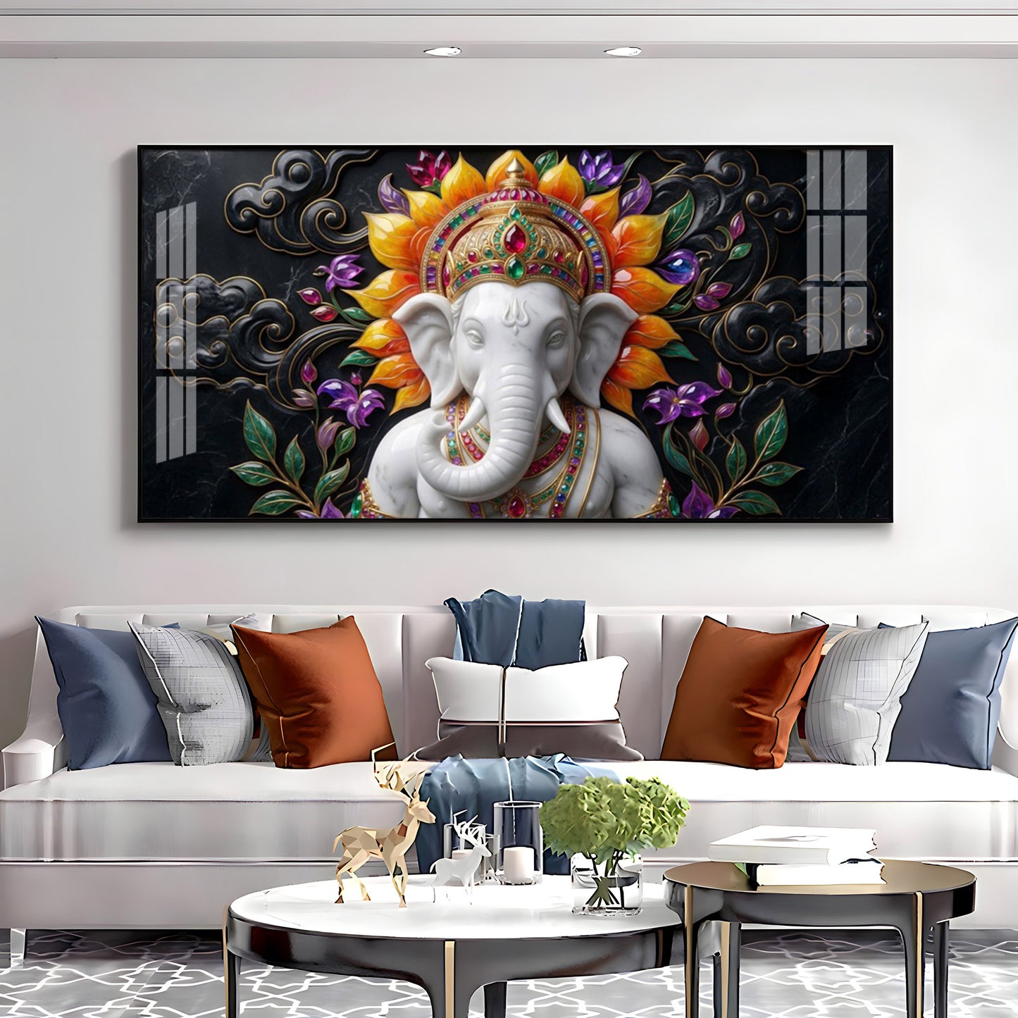 Decorated Lord Ganesha Premium Acrylic Horizontal Wall Art