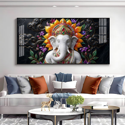 Decorated Lord Ganesha Premium Acrylic Horizontal Wall Art
