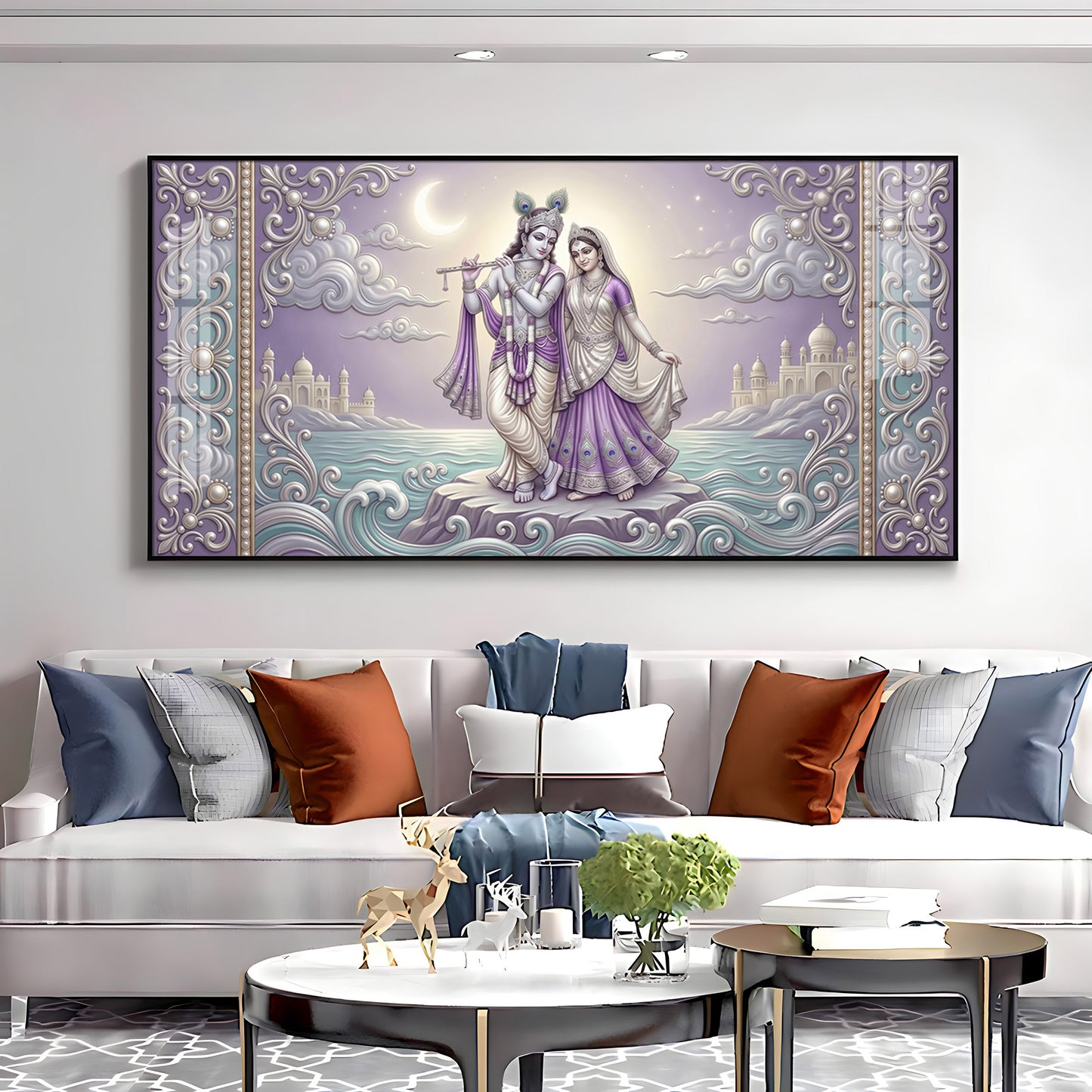 Hindu God Radha Krishna Premium Acrylic Horizontal Wall Art
