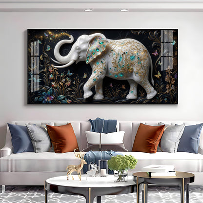 Emerald Elegance Elephant Premium Acrylic Horizontal Wall Art
