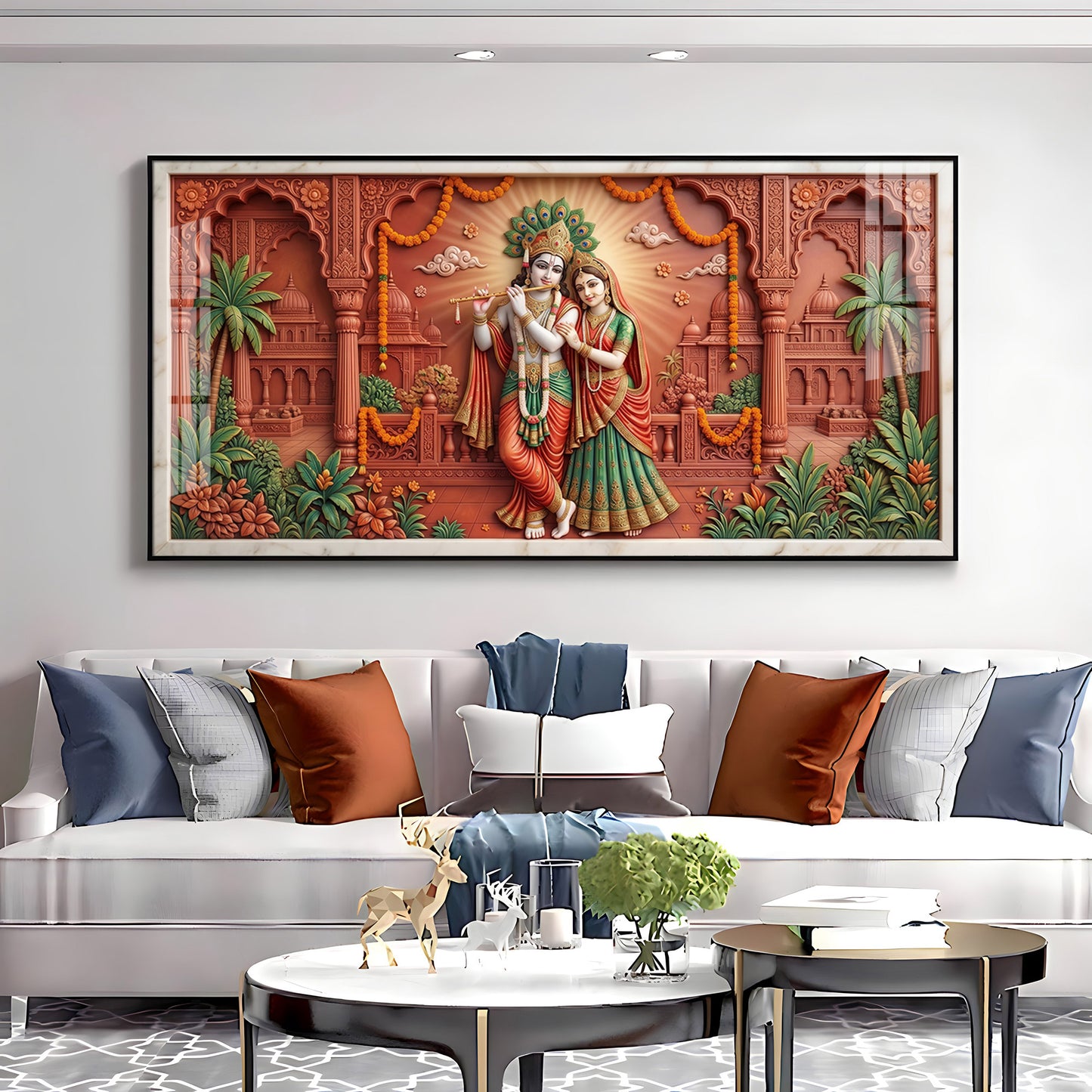 Depicting Divine Love Radha Krishna Premium Acrylic Horizontal Wall Art