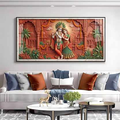 Depicting Divine Love Radha Krishna Premium Acrylic Horizontal Wall Art