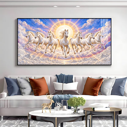 Seven Running Horses Premium Acrylic Horizontal Wall Art
