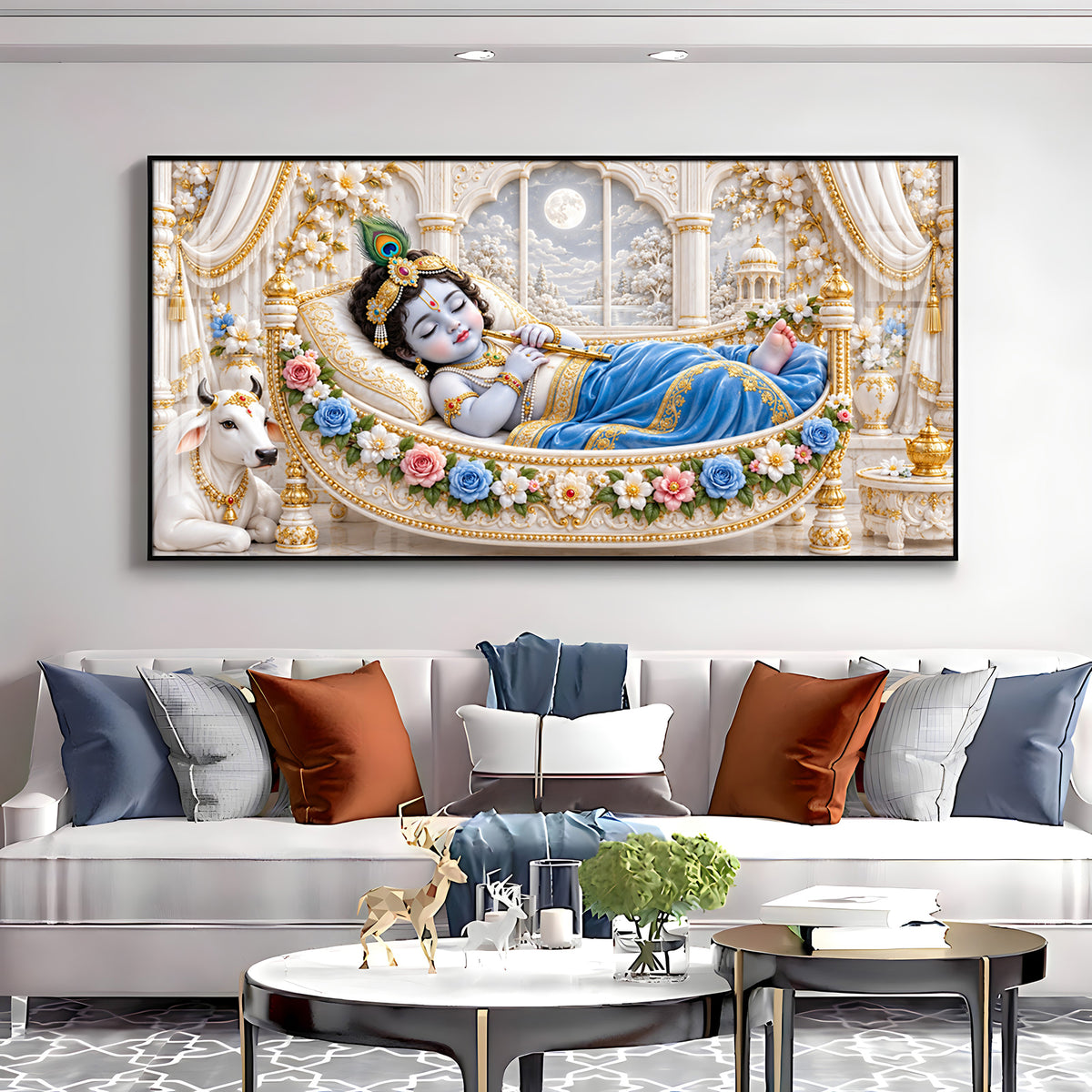 Little Krishna Sleeping Premium Acrylic Horizontal Wall Art