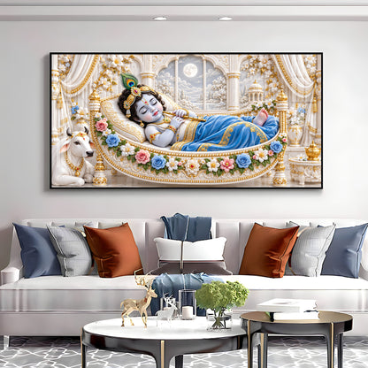 Little Krishna Sleeping Premium Acrylic Horizontal Wall Art