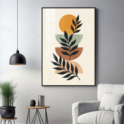 Stacked Bohemian Design With Leaf Premium Acrylic Vertical Wall Art