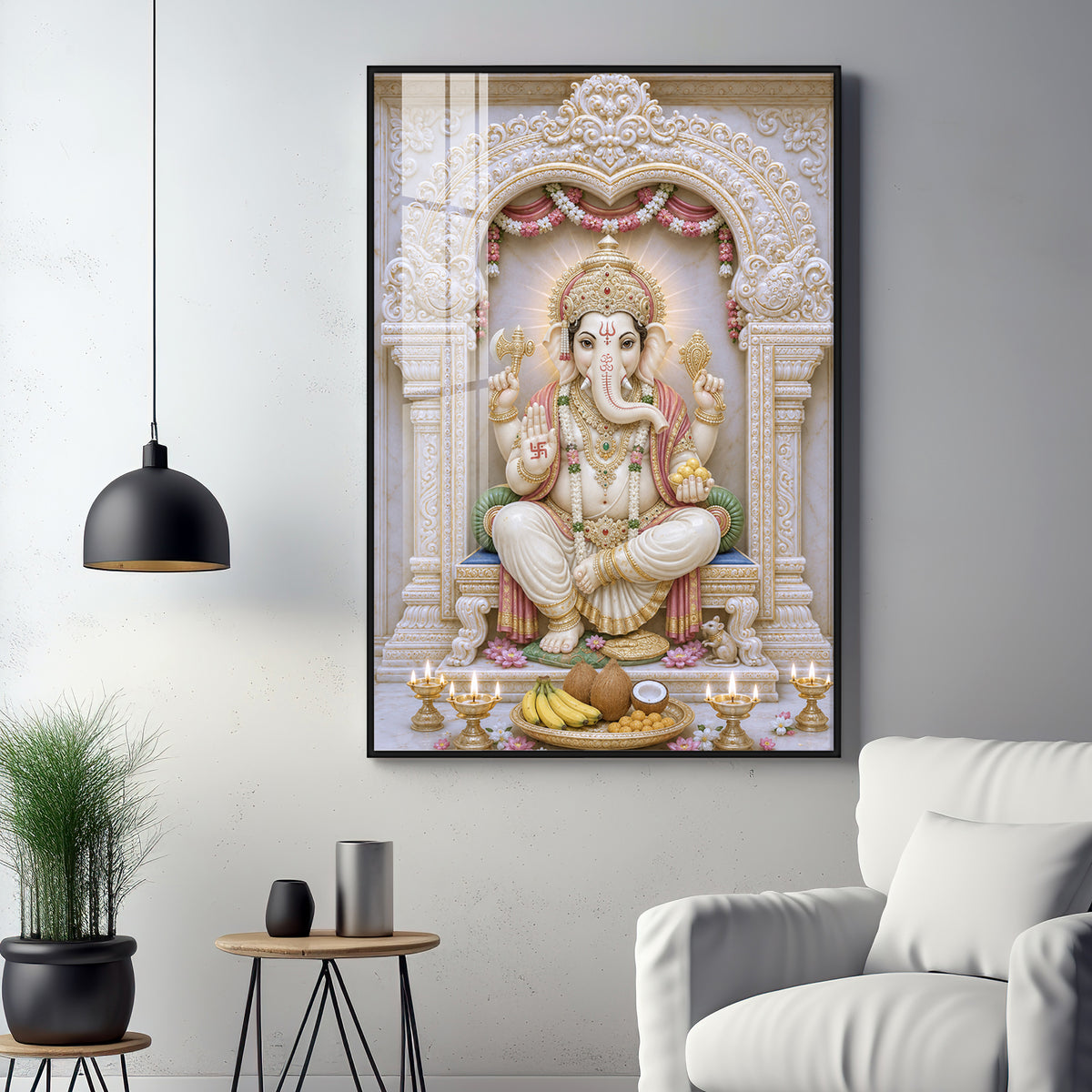 Sacred Lord Ganesha Premium Acrylic Vertical Wall Art