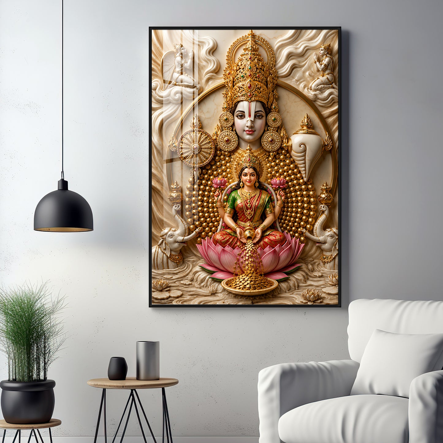 Lord Venkateswara & Goddess Lakshmi Premium Acrylic Vertical Wall Art