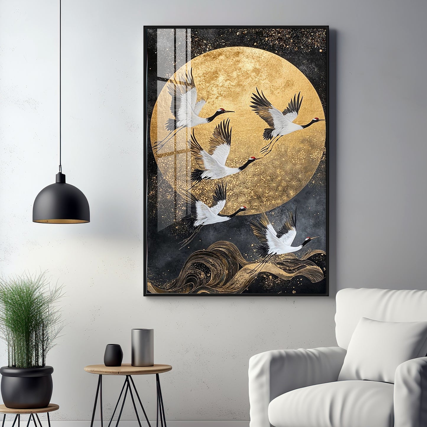 Majestic Cranes Soar Premium Acrylic Vertical Wall Art