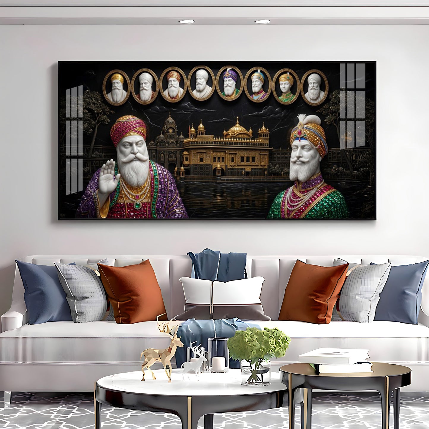 Ten Sikh Gurus & The Golden Temple Premium Acrylic Horizontal Wall Art