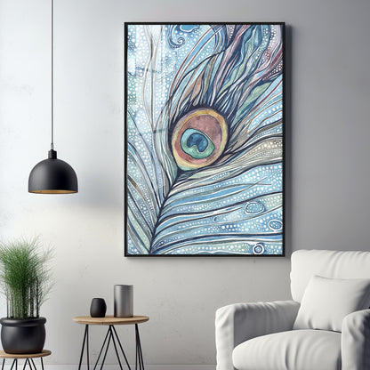 Abstract Peacock Feather Premium Acrylic Vertical Wall Art