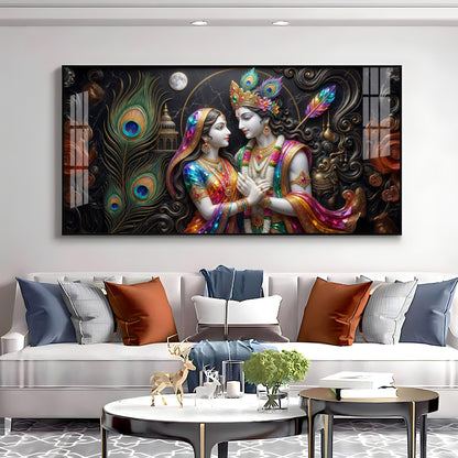 Blissful Radha Krishna Premium Acrylic Horizontal Wall Art