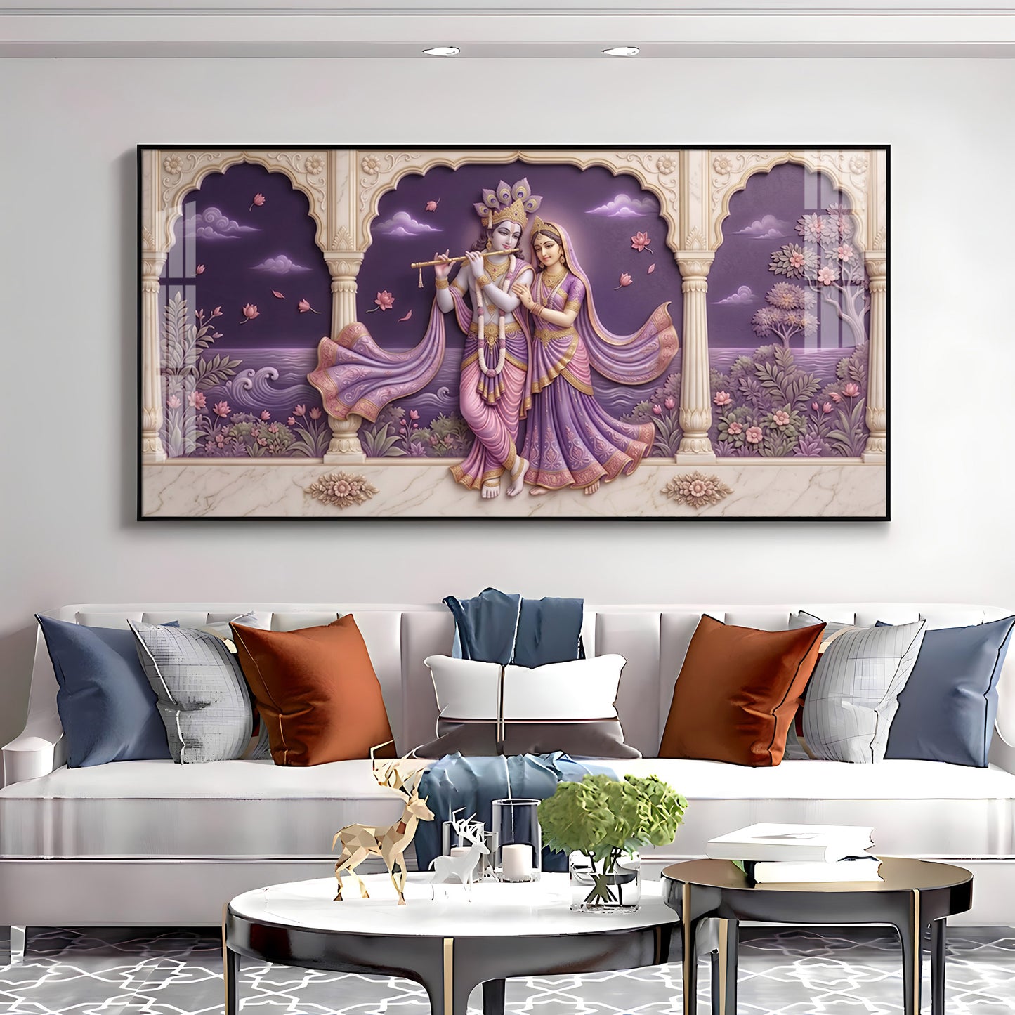 Radha Krishna Swaroop Premium Acrylic Horizontal Wall Art