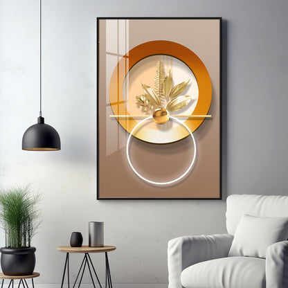 Golden Leaf Embrace Premium Acrylic Vertical Wall Art