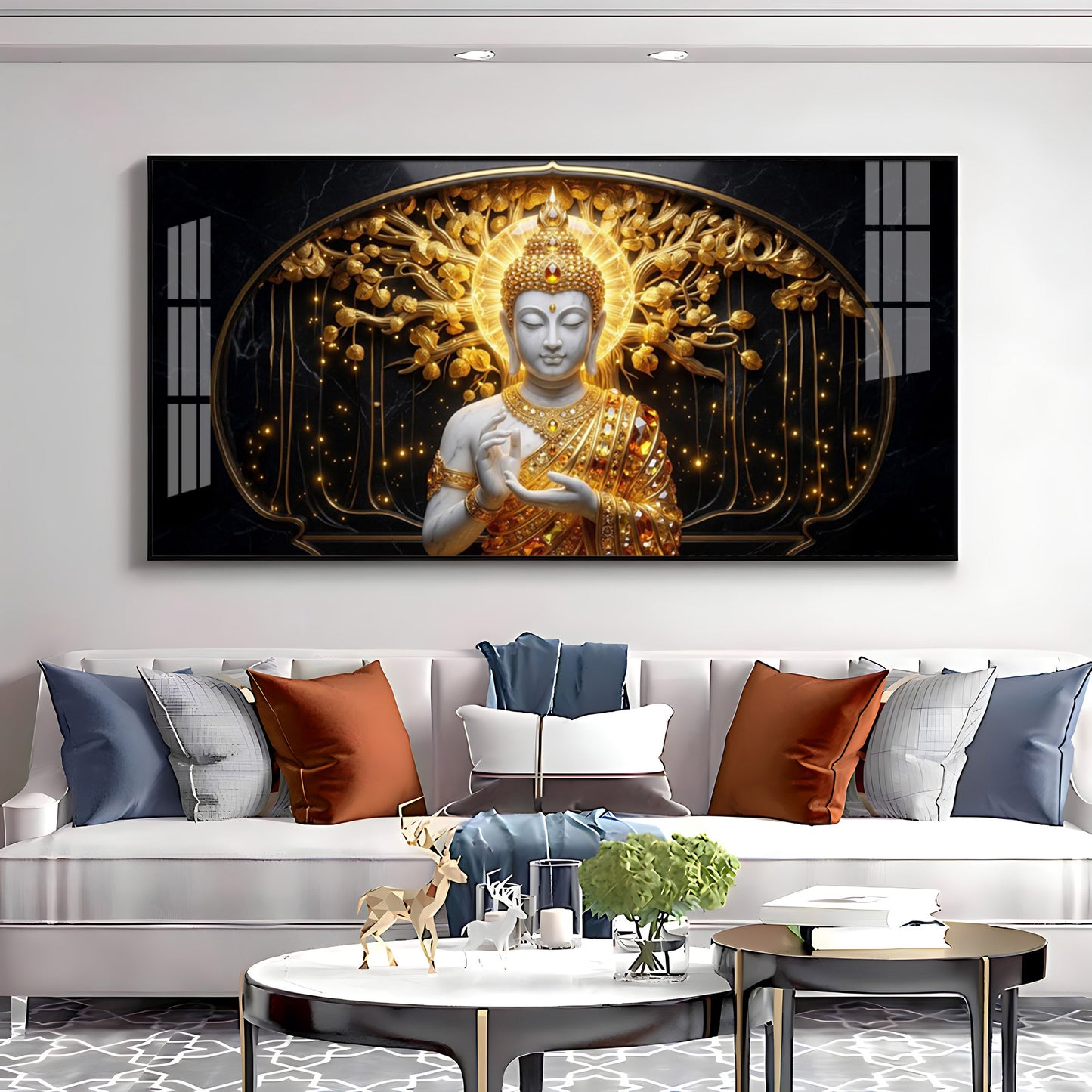 Golden Buddha Premium Acrylic Horizontal Wall Art