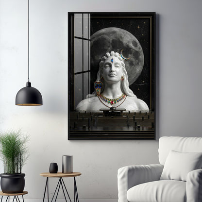 Hindu God Mahadev Premium Acrylic Vertical Wall Art