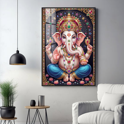 Lord Shri Ganesh Premium Acrylic Vertical Wall Art