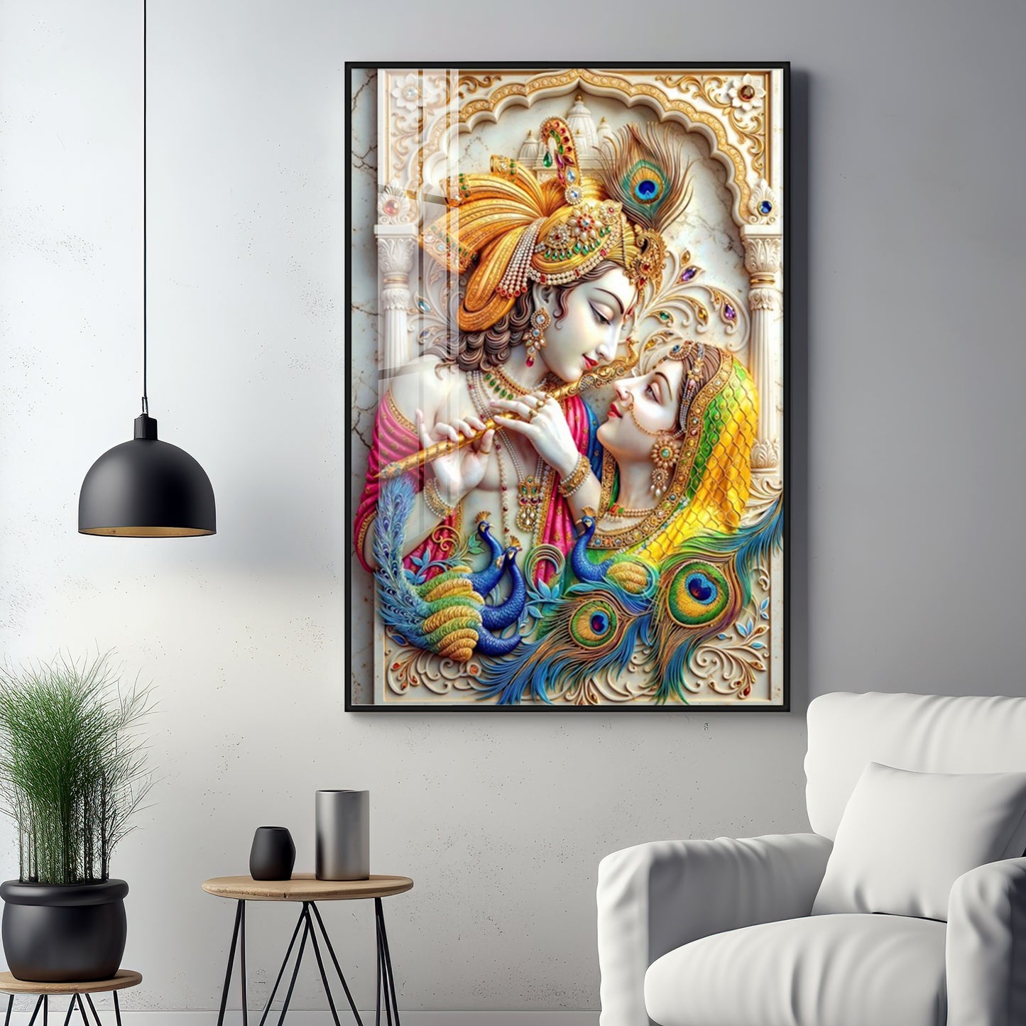 Radha Krishna Eternal Love Premium Acrylic Vertical Wall Art