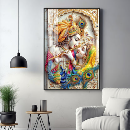 Radha Krishna Eternal Love Premium Acrylic Vertical Wall Art