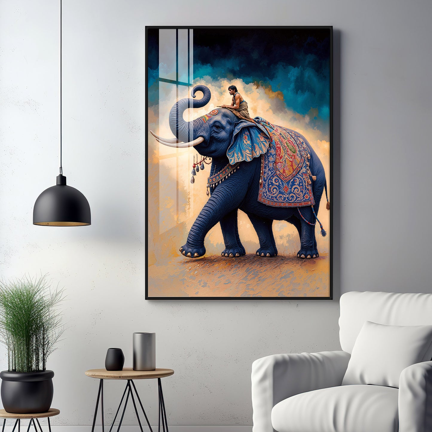 Decorated Asian Elephant Premium Acrylic Vertical Wall Art