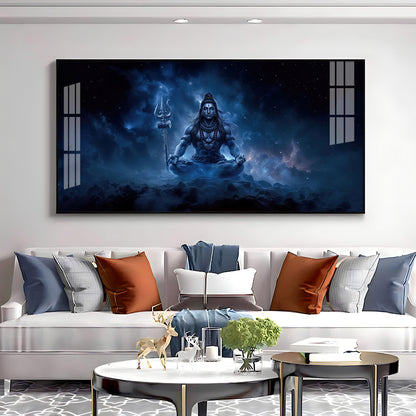 Lord Mahadev In A Deep Meditation Premium Acrylic Horizontal Wall Art
