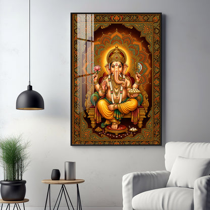 Divine Lord Ganesha Premium Acrylic Vertical Wall Art