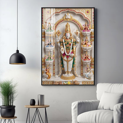 Lord Venkateswara Ashta Lakshmi Premium Acrylic Vertical Wall Art