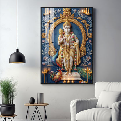 Hindu Lord Murugan Premium Acrylic Vertical Wall Art