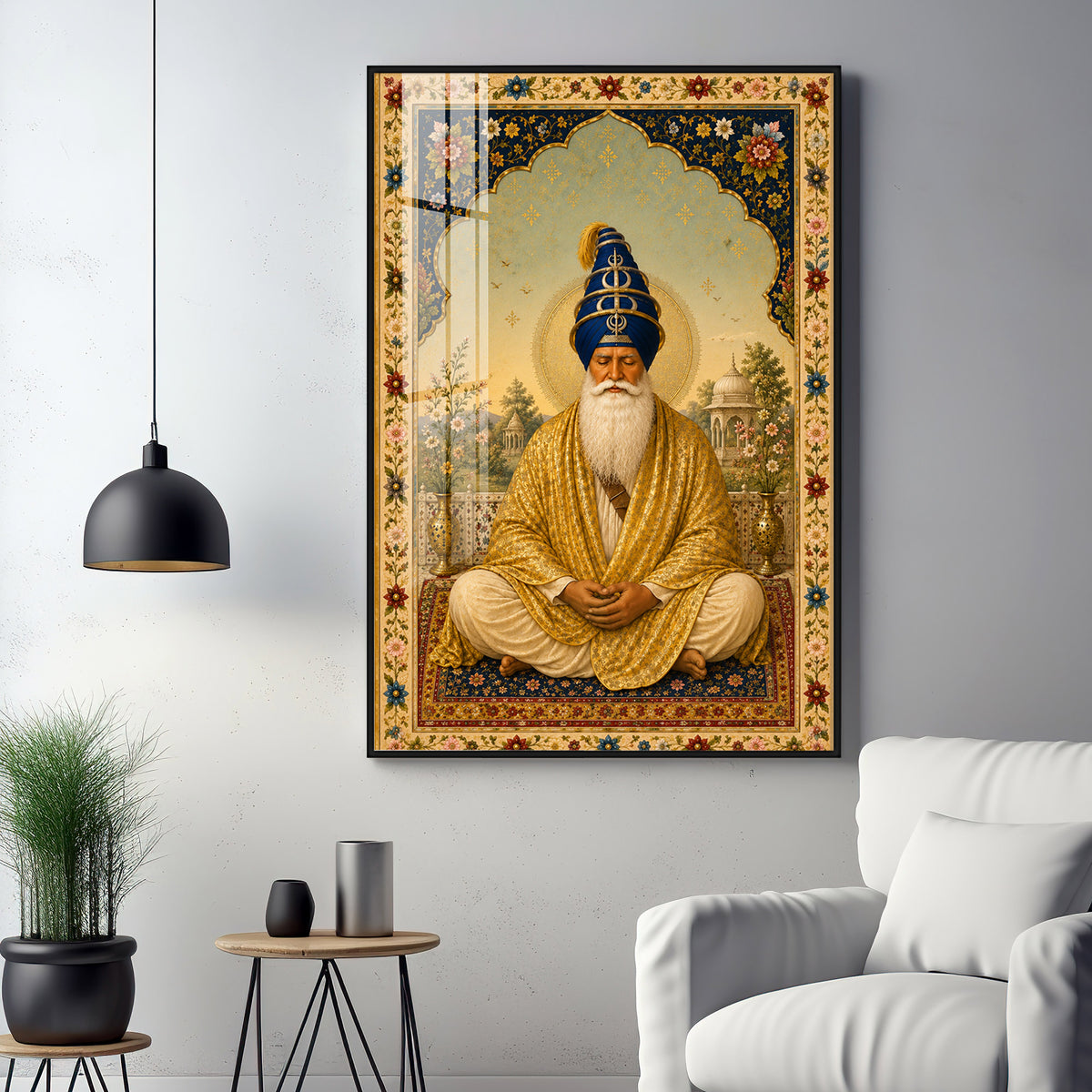 Guru Tegh Bahadur Ji Meditative Grace Premium Acrylic Vertical Wall Art