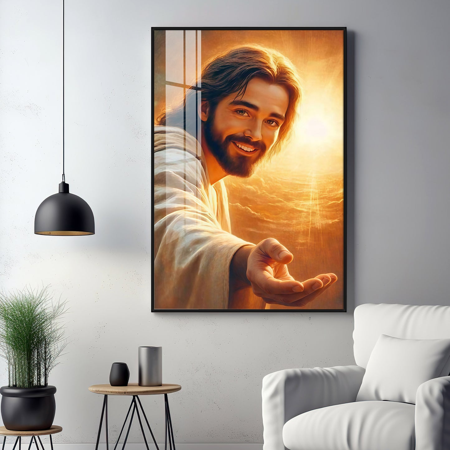 Smiling Jesus Christ Premium Acrylic Vertical Wall Art