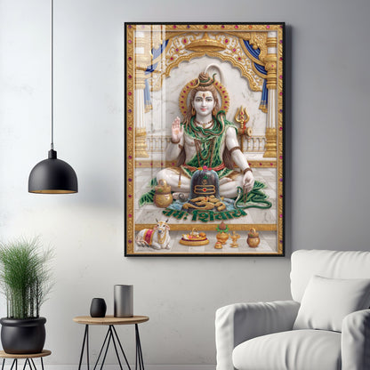 Lord Shiv Shankar Premium Acrylic Vertical Wall Art