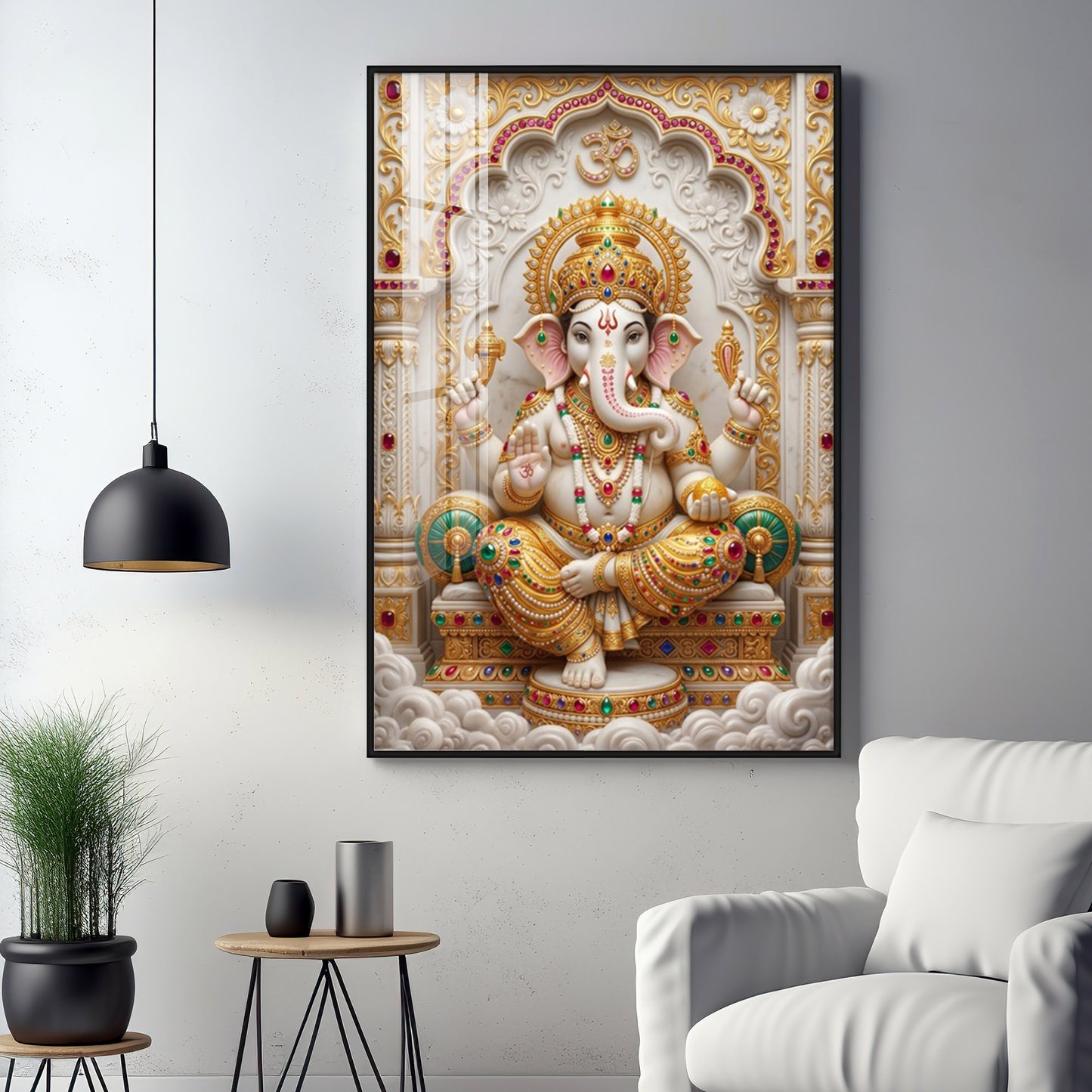 Hindu Deity Of Wisdom Ganesh ji Premium Acrylic Vertical Wall Art