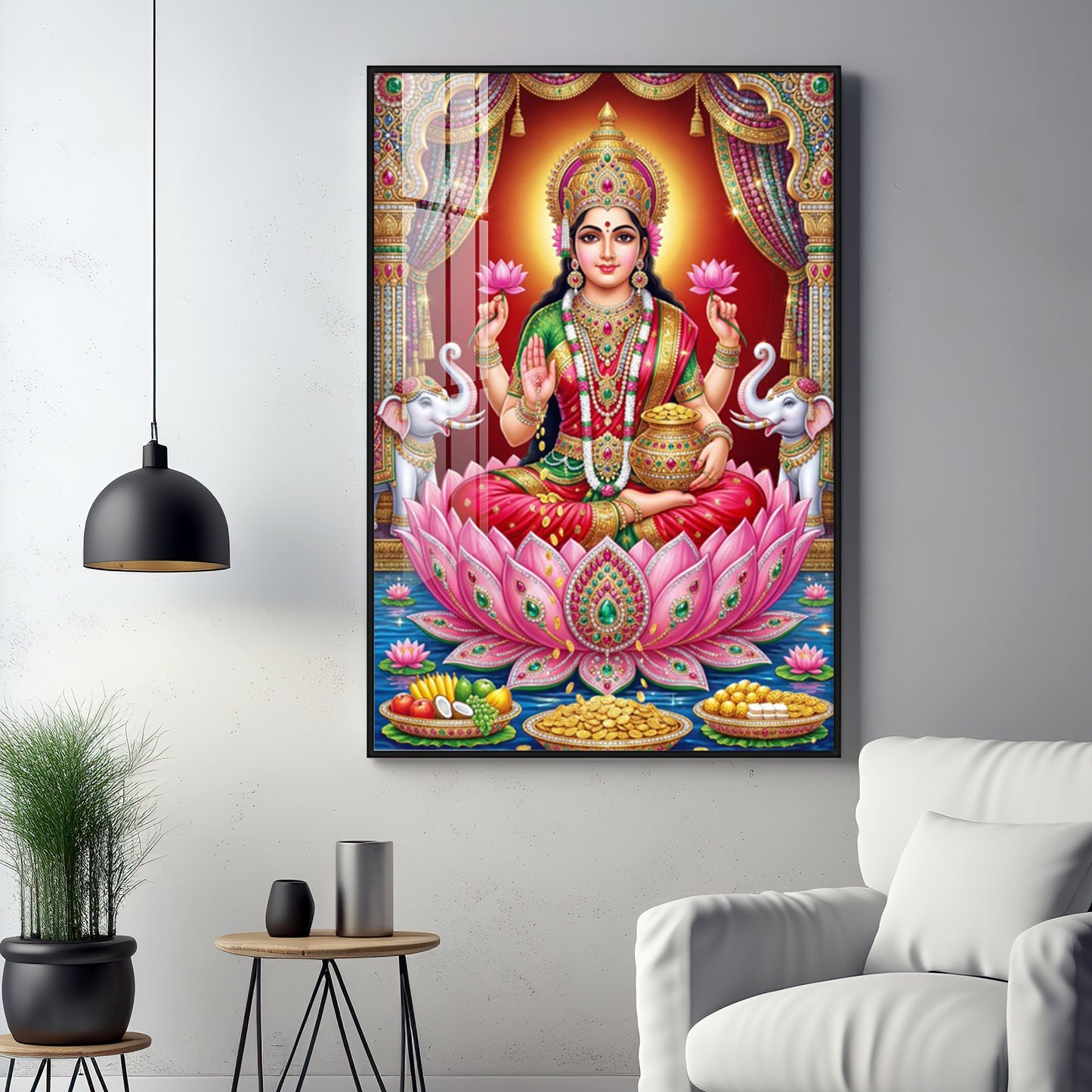 Goddess Mahalakshmi Premium Acrylic Vertical Wall Art