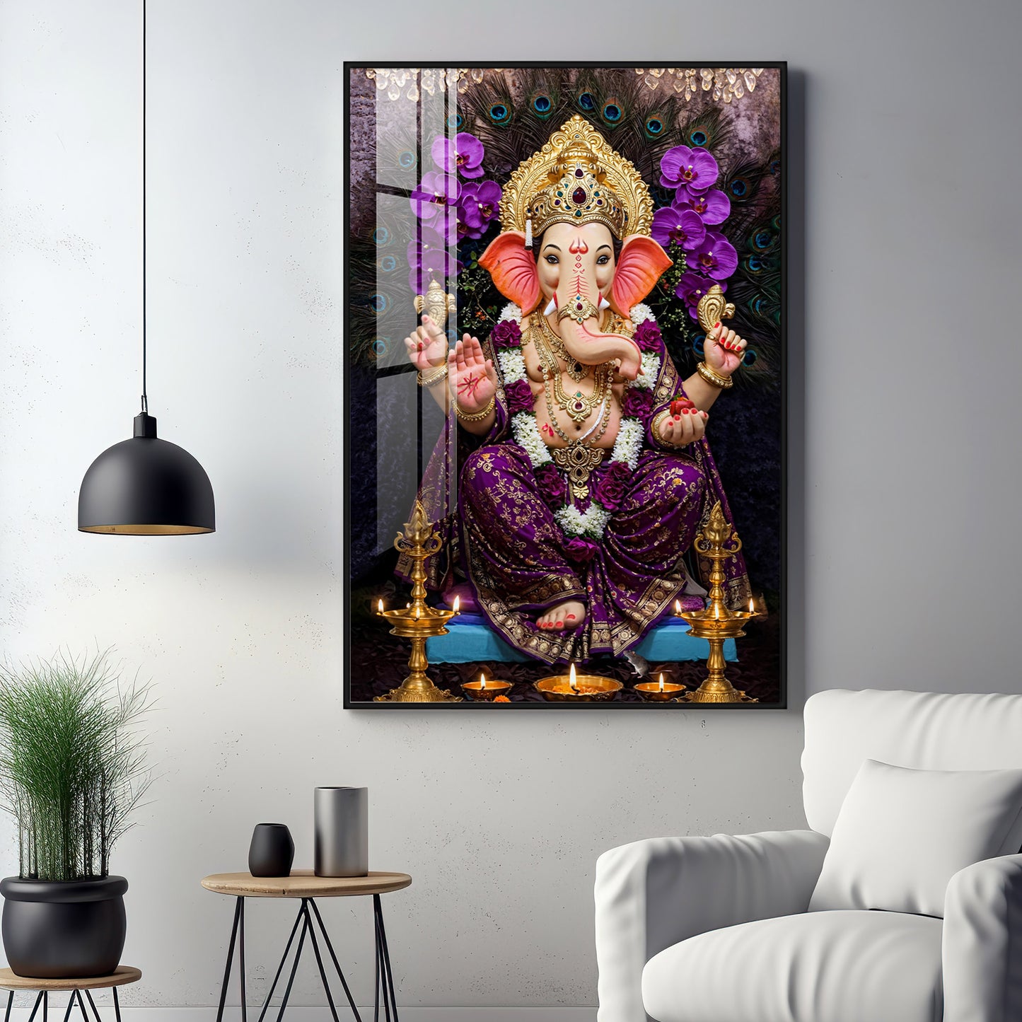 Hindu God Ganpati Bappa Premium Acrylic Vertical Wall Art