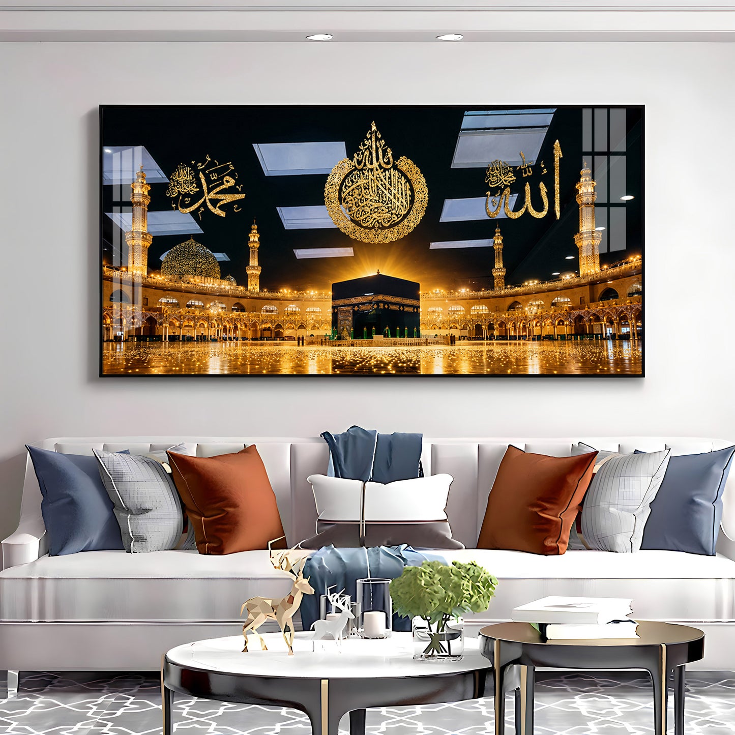 Kaaba With Allah & Muhammad Premium Acrylic Horizontal Wall Art