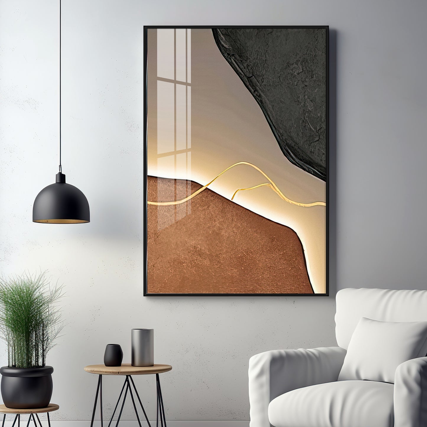 Gilded Lines Premium Acrylic Vertical Wall Art