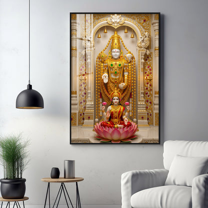 Tirupati Balaji With Devi Lakshmi Premium Acrylic Vertical Wall Art