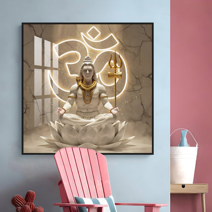 Lord Shiva Meditating Premium Acrylic Square Wall Art