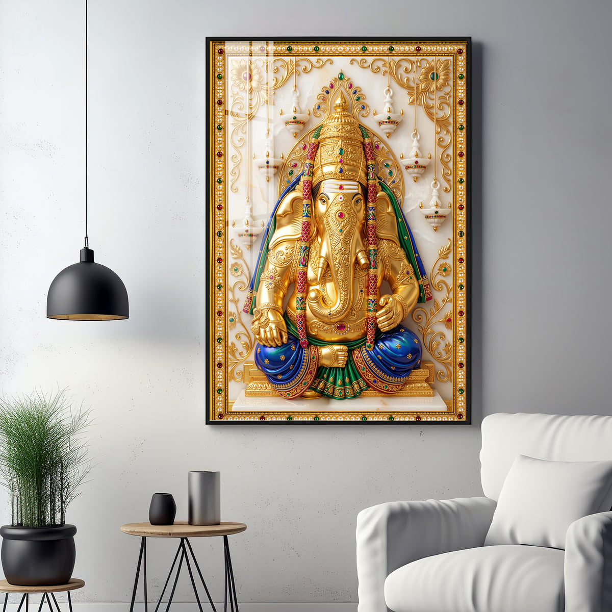 Pillayarpatti Karpaga Vinayagar Premium Acrylic Vertical Wall Art