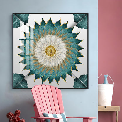 Leaf Rangoli Premium Acrylic Square Wall Art