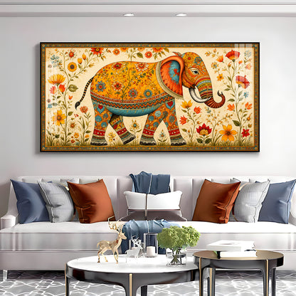 Royal Floral Elephant Premium Acrylic Horizontal Wall Art