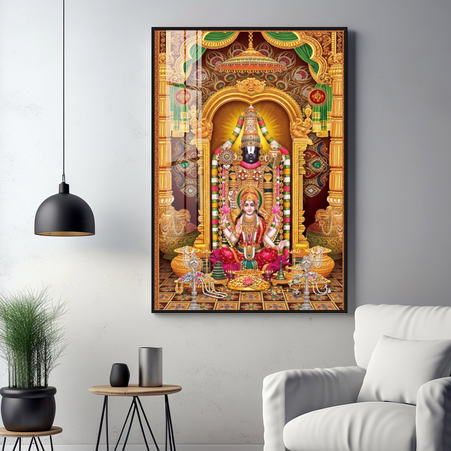 Tirupati Balaji With Goddess Lakshmi Premium Acrylic Vertical Wall Art