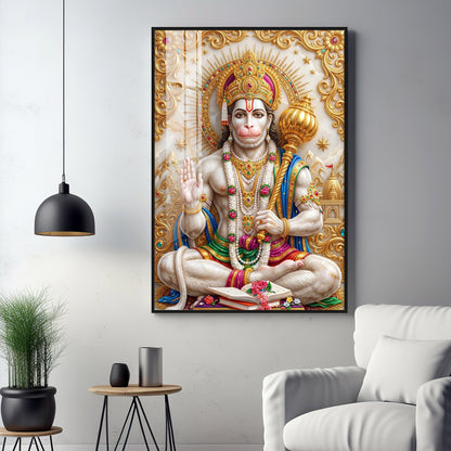 Divine Lord Hanuman Ji Premium Acrylic Vertical Wall Art