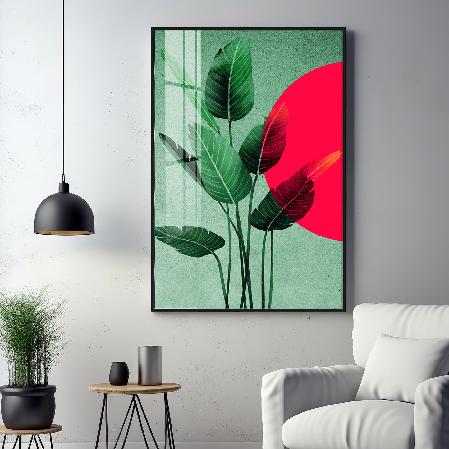 Green Leaf Premium Acrylic Vertical Wall Art