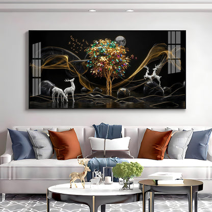 Deer & Bird Oasis Premium Acrylic Horizontal Wall Art